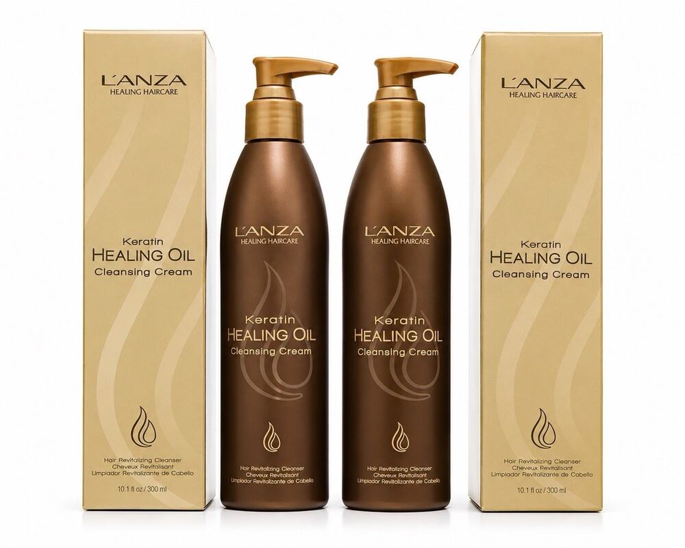 L’ANZA Keratin Healing Oil Cleansing Cream 10.1 fl oz Duo Set 2 Pack